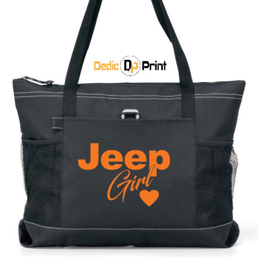 Jeep Girl Zippered Tote Bag
